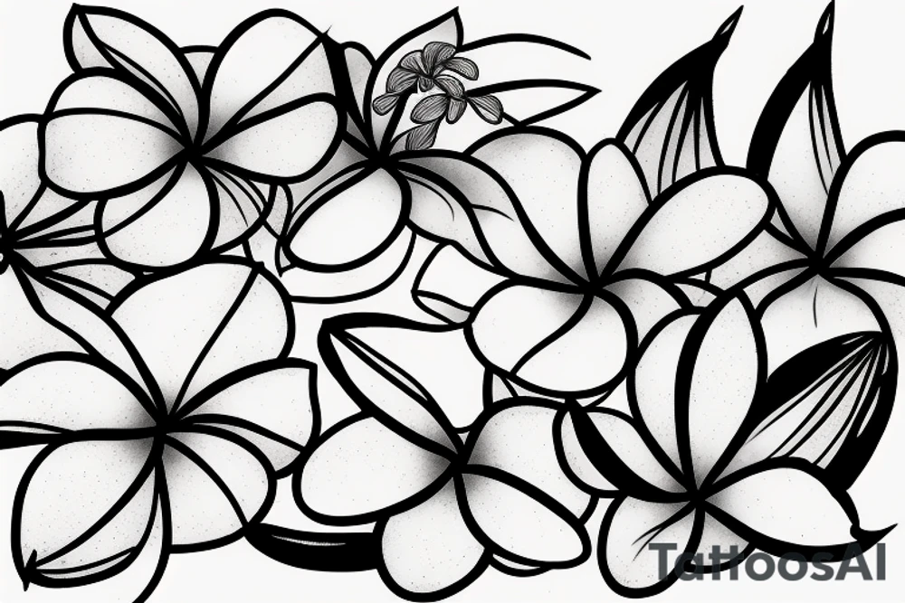 plumeria single line drawing tattoo idea