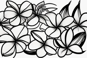 plumeria single line drawing tattoo idea