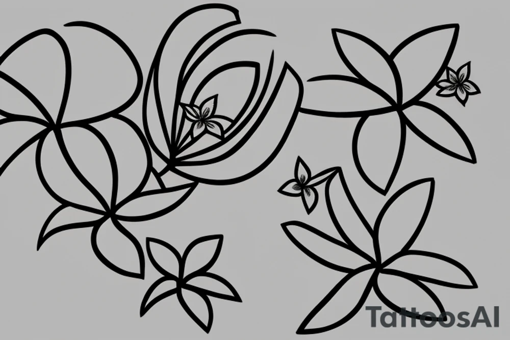 plumeria single-line drawing tattoo idea