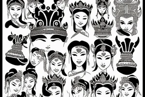 laos dancer crown tattoo idea