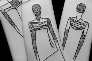 single line drawing tattoo of dancer tattoo idea