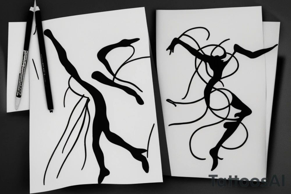 single line drawing tattoo of a dancer tattoo idea