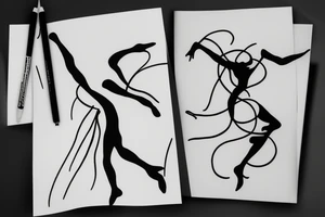 single line drawing tattoo of a dancer tattoo idea