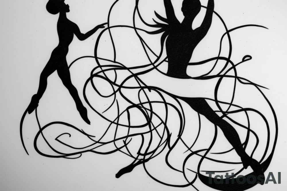 single line drawing tattoo of a dancer tattoo idea