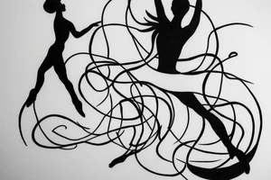 single line drawing tattoo of a dancer tattoo idea