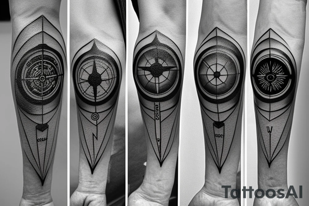 sniper continents travel compass tattoo idea