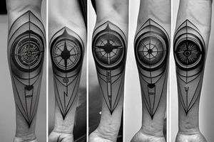 sniper continents travel compass tattoo idea