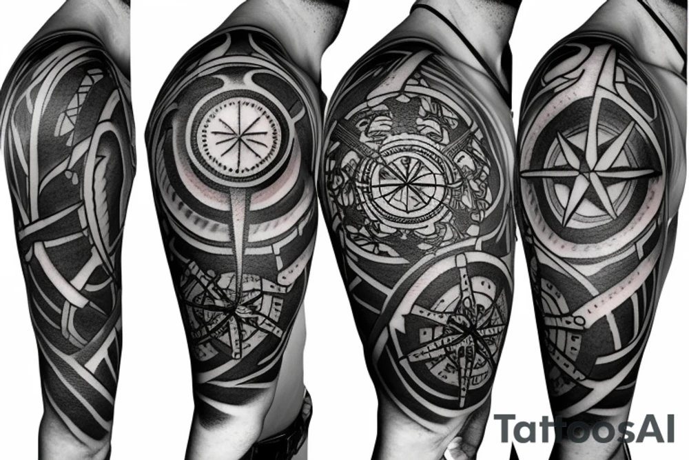 complex compass tattoo idea