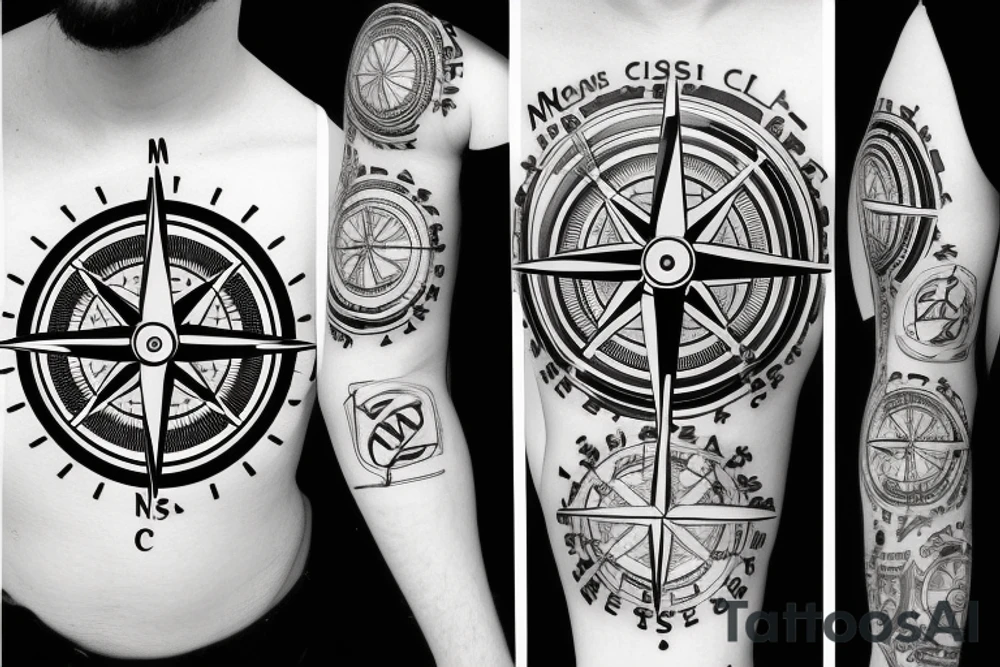 complex compass clean exact tattoo idea