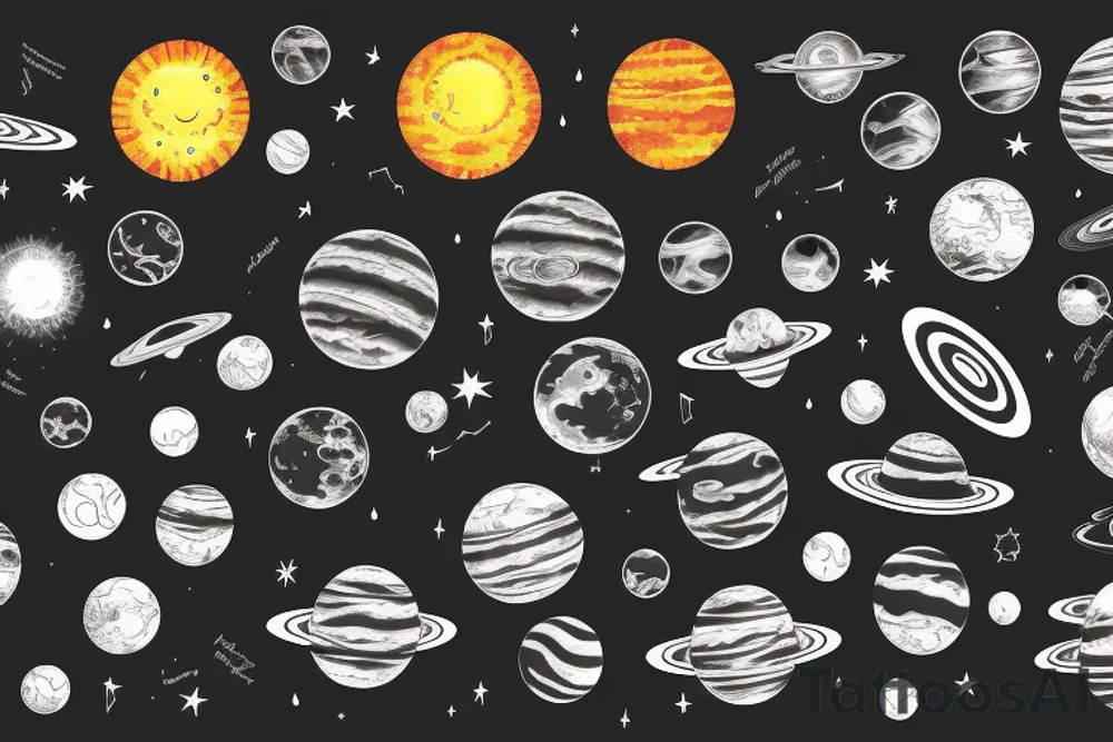 solar system spine tattoo idea