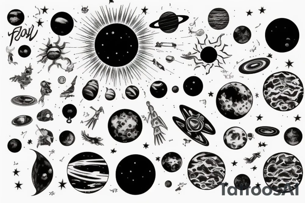 solar system spine tattoo idea