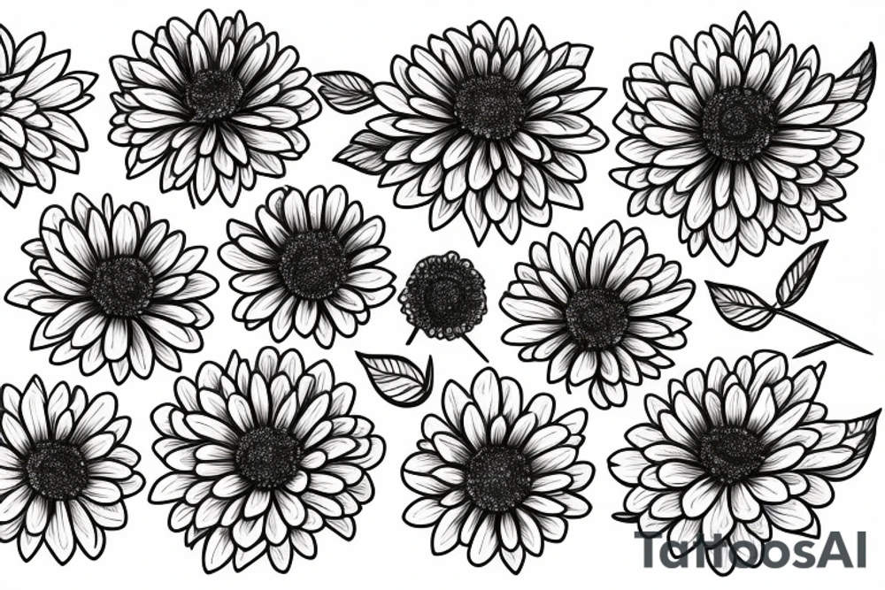 Chrysanthemum flower bouquet tattoo idea