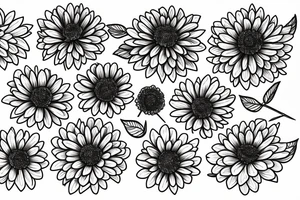 Chrysanthemum flower bouquet tattoo idea