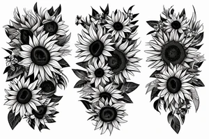 sunflower bouquet with butterflies tattoo idea