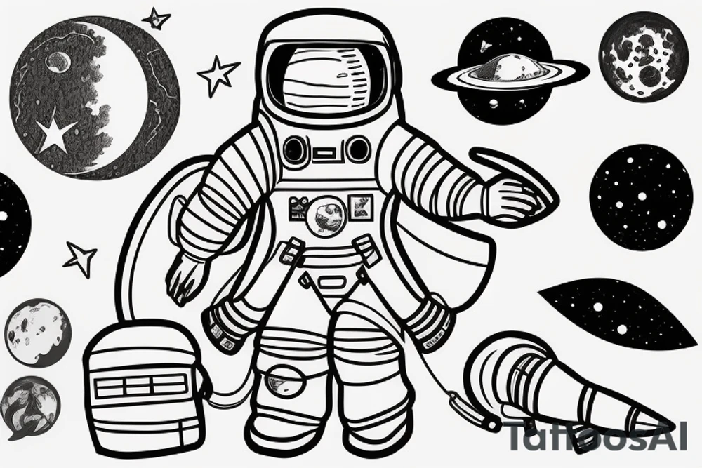 An astronaut seeing the moon tattoo idea