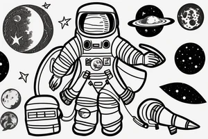 An astronaut seeing the moon tattoo idea