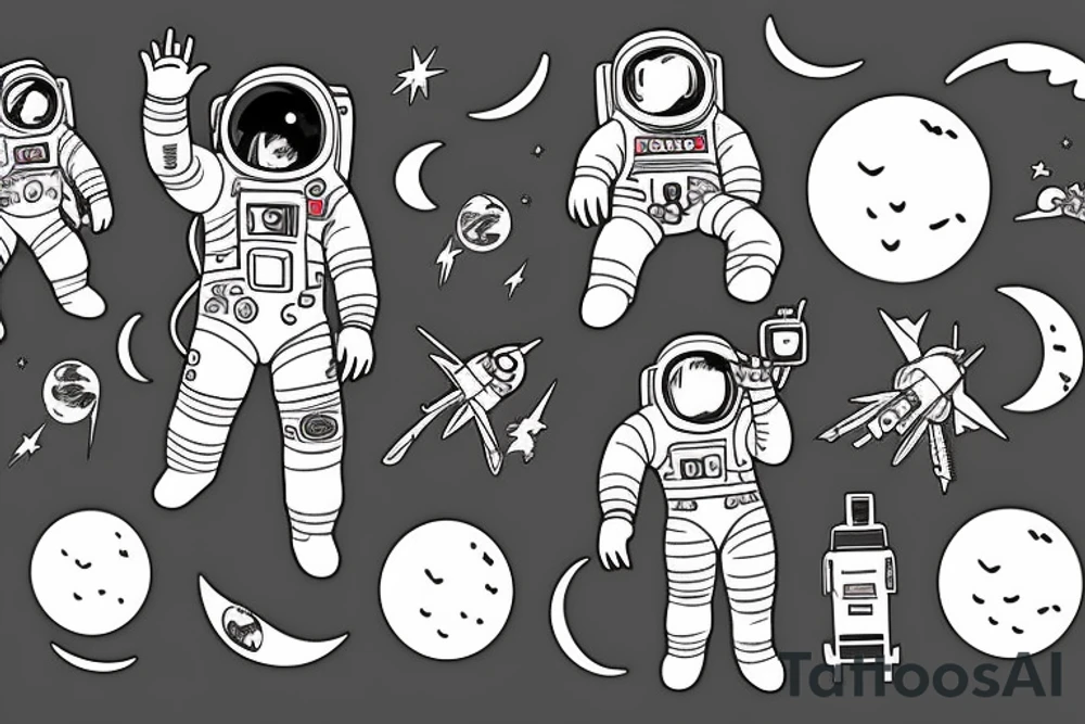 An astronaut seeing the moon tattoo idea
