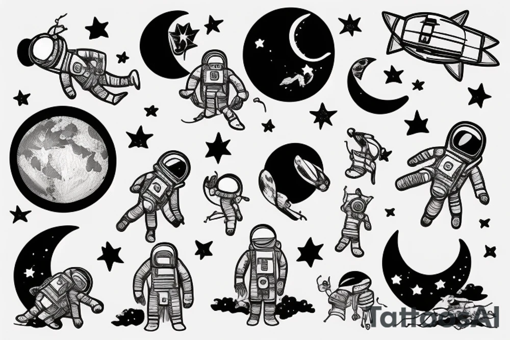 An astronaut seeing the moon tattoo idea