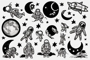 An astronaut seeing the moon tattoo idea