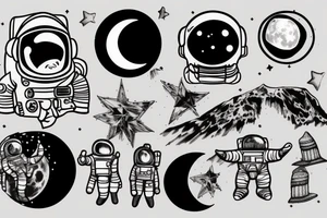 A single astronaut seeing the moon tattoo idea