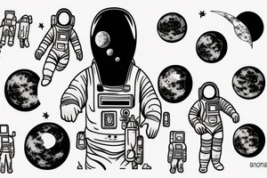 A single astronaut seeing the moon tattoo idea