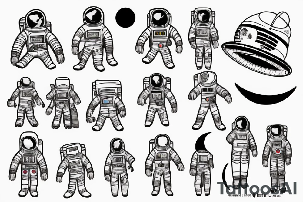 A single astronaut seeing the moon tattoo idea