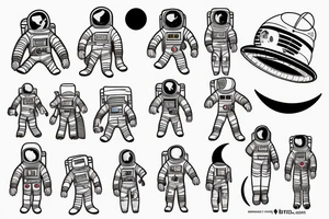 A single astronaut seeing the moon tattoo idea