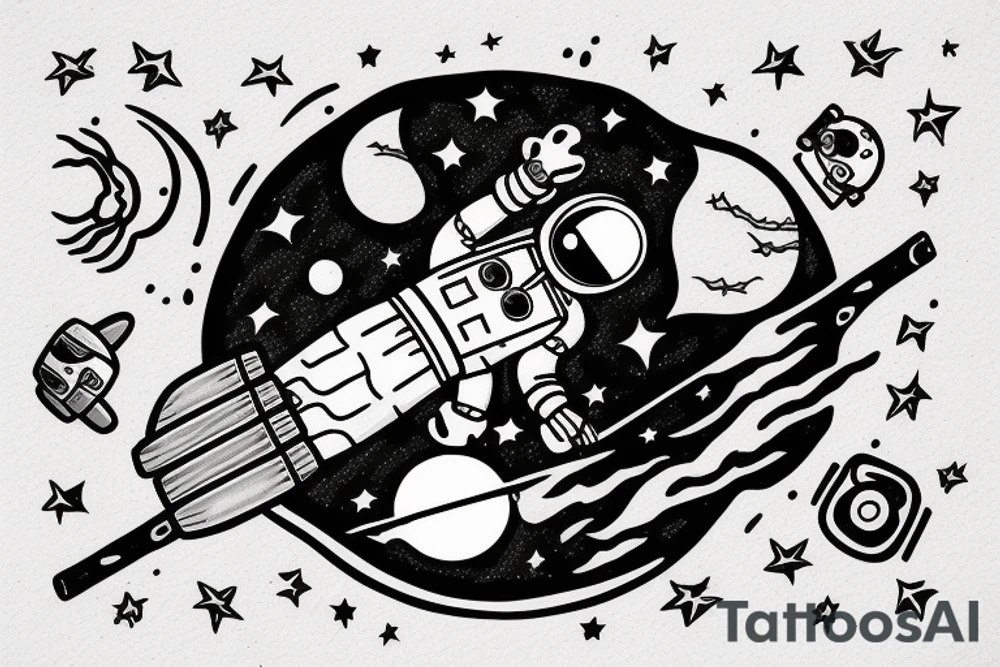 A single astronaut seeing the moon tattoo idea