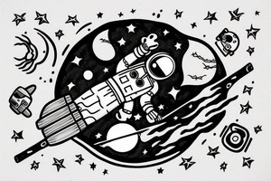 A single astronaut seeing the moon tattoo idea