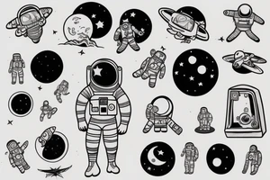 A single astronaut seeing the moon tattoo idea