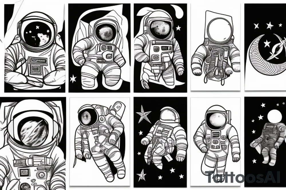 A single astronaut  and the moon tattoo idea