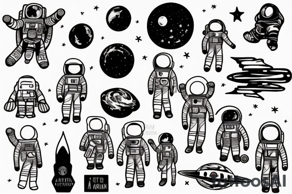 A single astronaut  and the moon tattoo idea
