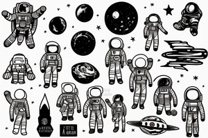 A single astronaut  and the moon tattoo idea