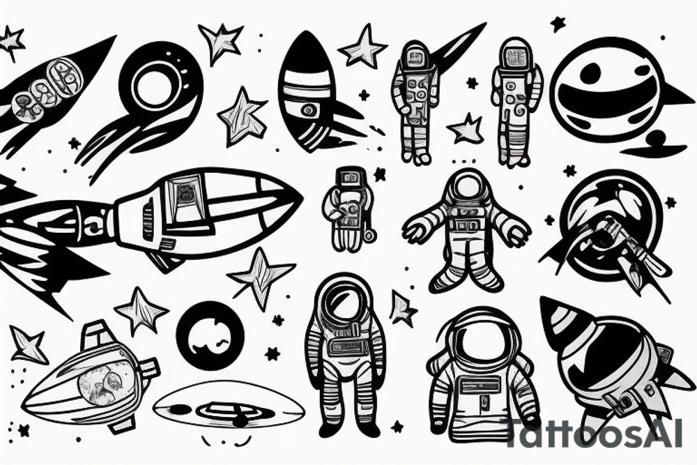 A single astronaut in space tattoo idea