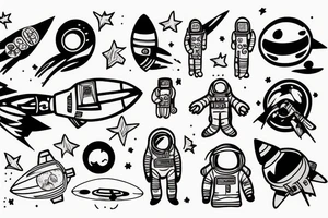 A single astronaut in space tattoo idea