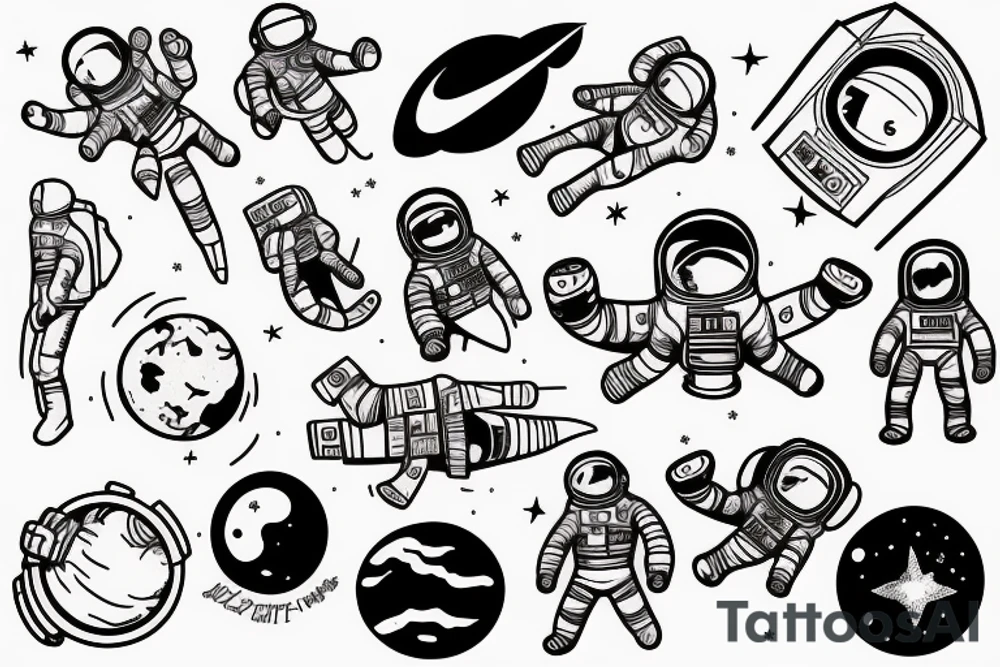 A single astronaut in space tattoo idea