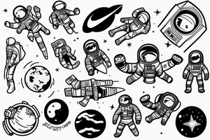 A single astronaut in space tattoo idea