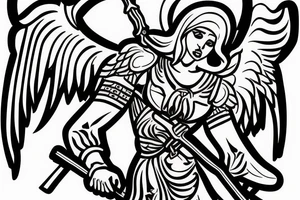 Archangel gabriel with a sword ready for battle tattoo idea