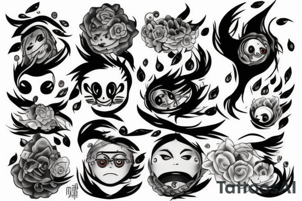 Flames no eyes tattoo idea