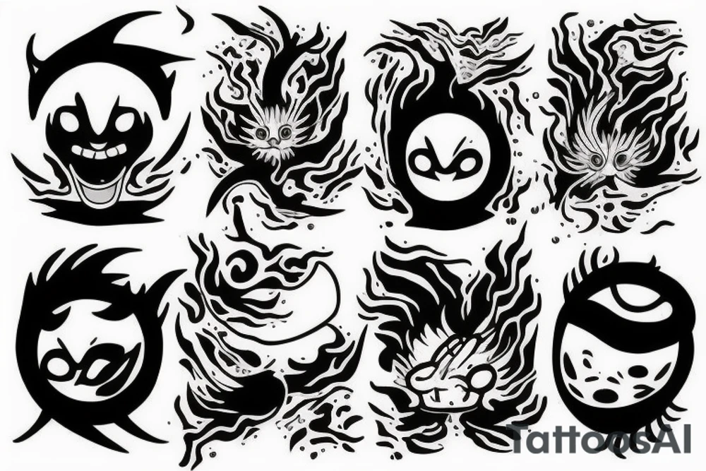 Flames no eyes tattoo idea