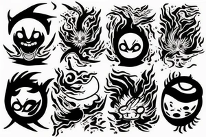 Flames no eyes tattoo idea
