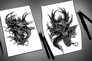 steampunk dragon skull tattoo idea