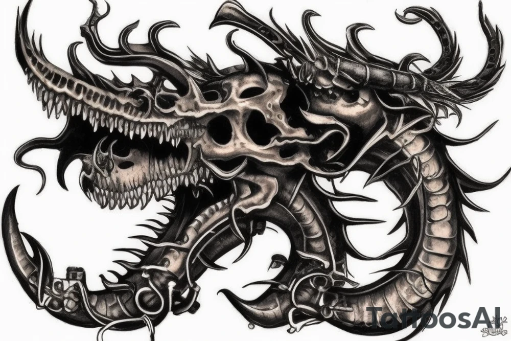 steampunk dragon skull tattoo idea