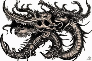 steampunk dragon skull tattoo idea