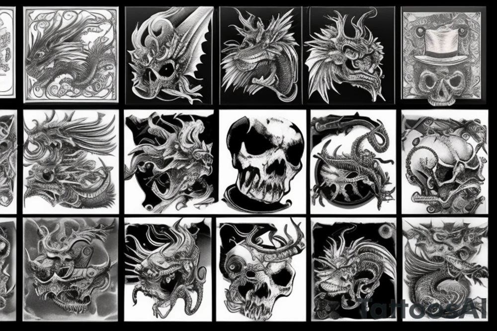 steampunk dragon skull tattoo idea