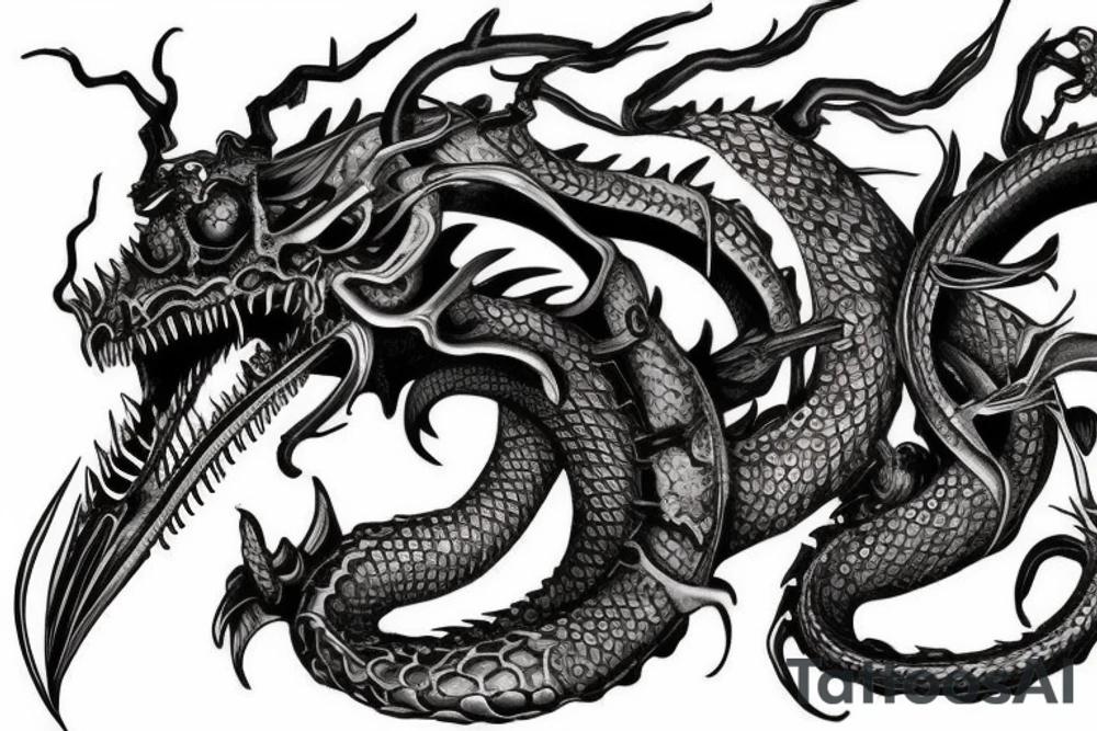 steampunk dragon skull tattoo idea