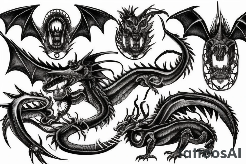 steampunk dragon skull tattoo idea