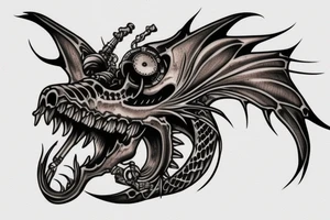 steampunk dragon skull tattoo idea