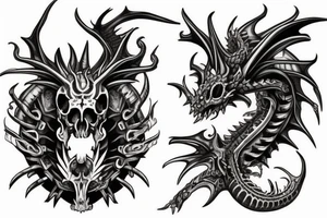 steampunk dragon skull tattoo idea