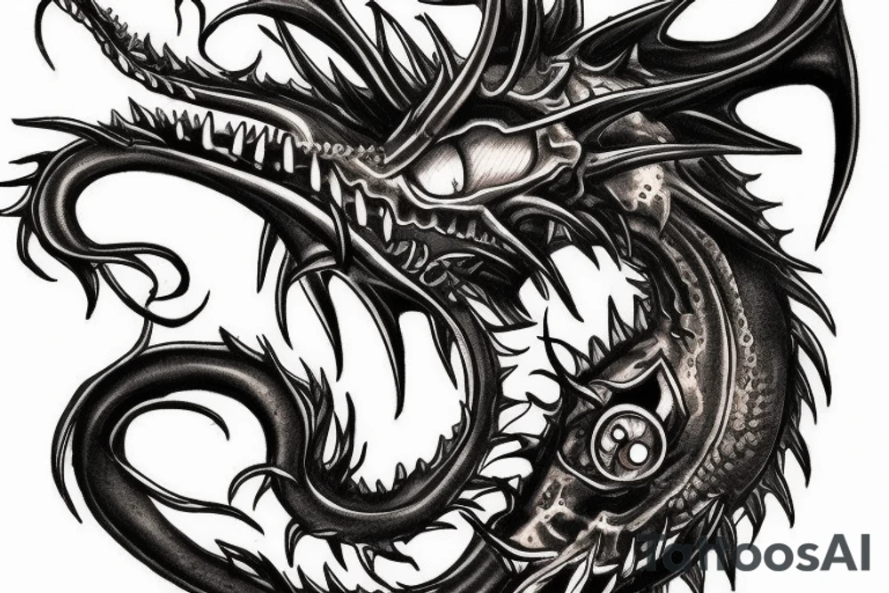 steampunk dragon skull tattoo idea